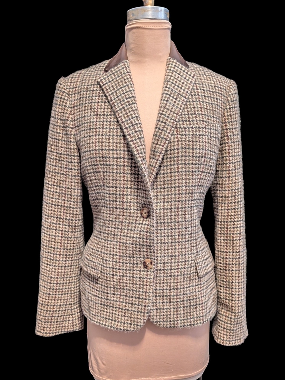 Ralph Lauren Black Label  CASHMERE Alpaca Blazer Jacket Houndstooth Sz 10
